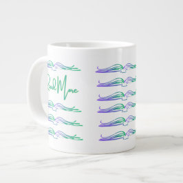 Caneca De Café Grande Leia Mais em Verde e Azul