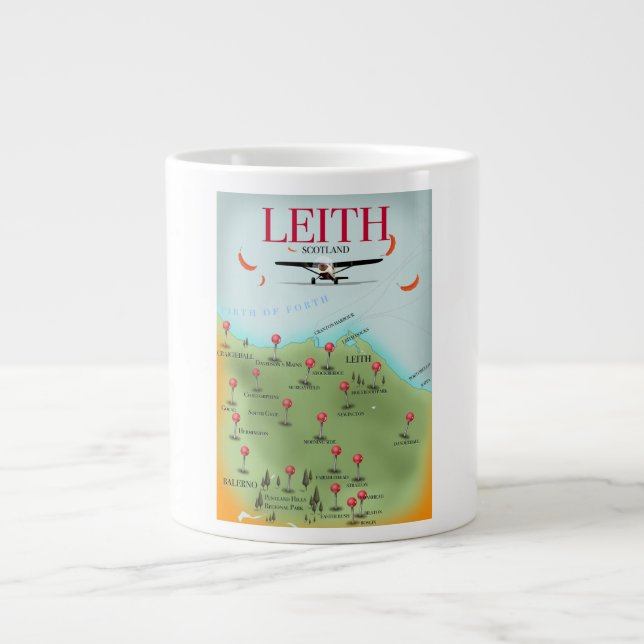 Caneca De Café Grande Leith Scotland Vintage (Frente)