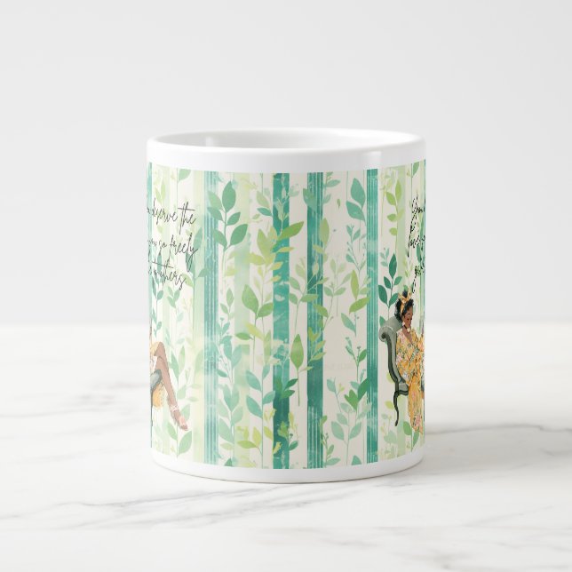 Caneca De Café Grande Leitura Cozy de Menina Negra (Frente)