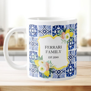 Caneca De Café Grande Lemon Citrus Marinho Blue - Italiano