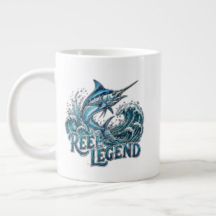 Caneca De Café Grande Lenda da Bobina Design de Pesca no Oceano Marlin