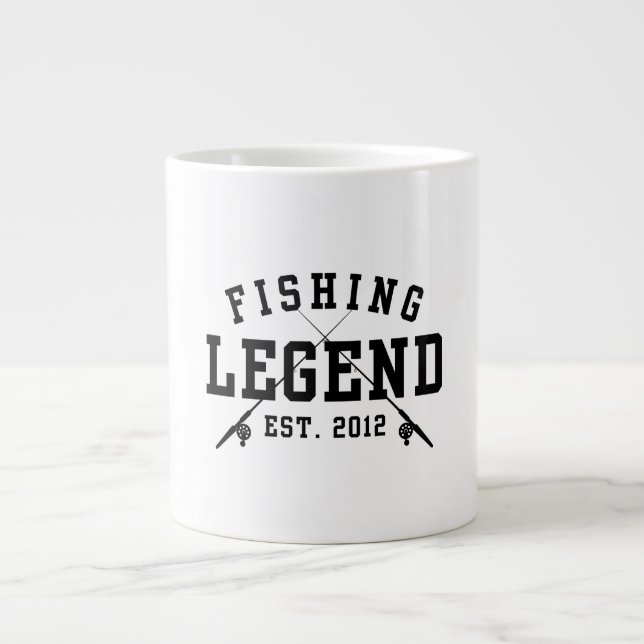 Caneca De Café Grande Lenda da Pesca Estabelecida em 2012 (Frente)