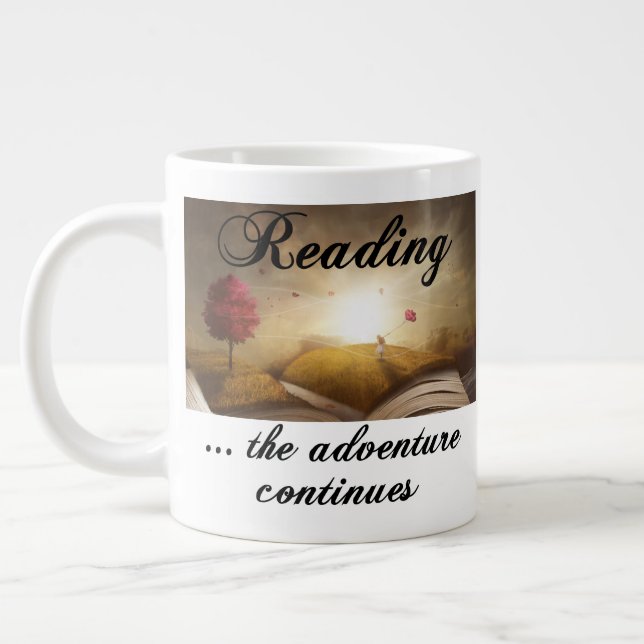 Caneca De Café Grande Lendo, a aventura continua (Esquerda)