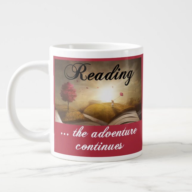 Caneca De Café Grande Lendo, a aventura continua (Esquerda)