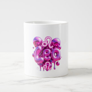 Caneca De Café Grande Leo Typography Pink Bubble Letters Mug