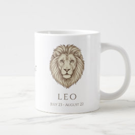 Caneca De Café Grande Leo Zodiac Personalized Name & Birth Date