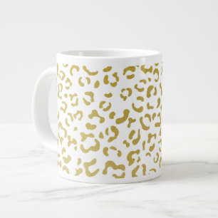 Caneca De Café Grande Leopardo Dourado, Brilho Dourado, Impressão Leopar