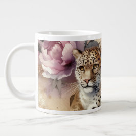 Caneca De Café Grande Leopardo e Rosa Mug