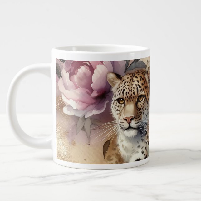 Caneca De Café Grande Leopardo e Rosa Mug (Esquerda)