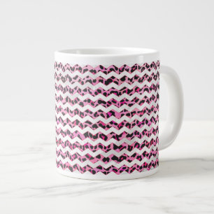 Caneca De Café Grande Leopardo, preto e Impressão de Chevron Rosa Quente