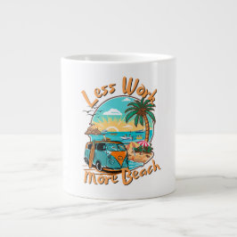 Caneca De Café Grande Less Work More Beach