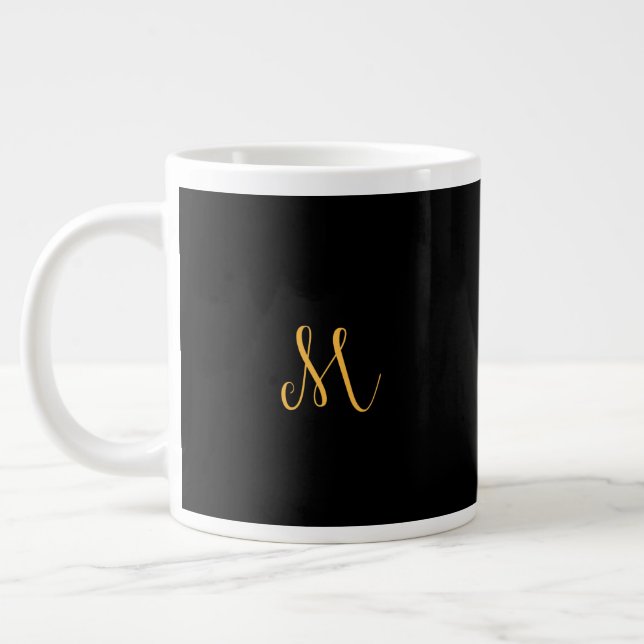 Caneca De Café Grande Letra Dourada "M" Monograma Mug (Esquerda)