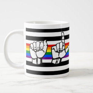 Caneca De Café Grande LGBTQ+ Ally Pris American Sign Language