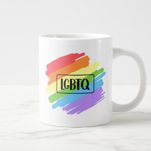 Caneca De Café Grande LGBTQ Brushstrokes Arco-Íris