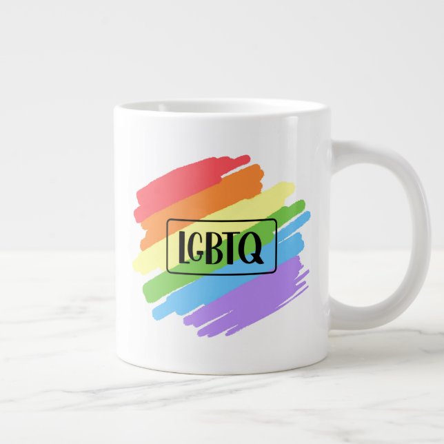 Caneca De Café Grande LGBTQ Brushstrokes Arco-Íris (Direita)