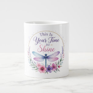 Caneca De Café Grande Libélula Inspiradora/Seu Momento de Brilhar