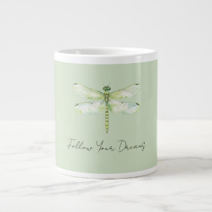 Caneca De Café Grande Libélula Verde Lima