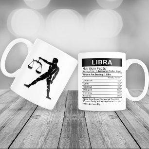Caneca De Café Grande Libra Zodiac - Sinal com Fatos Nutricionais,