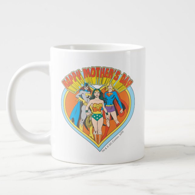 Caneca De Café Grande Liga da Justiça | Dia de as mães feliz (Esquerda)