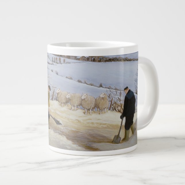 Caneca De Café Grande Limpando a neve (Frente Esquerda)