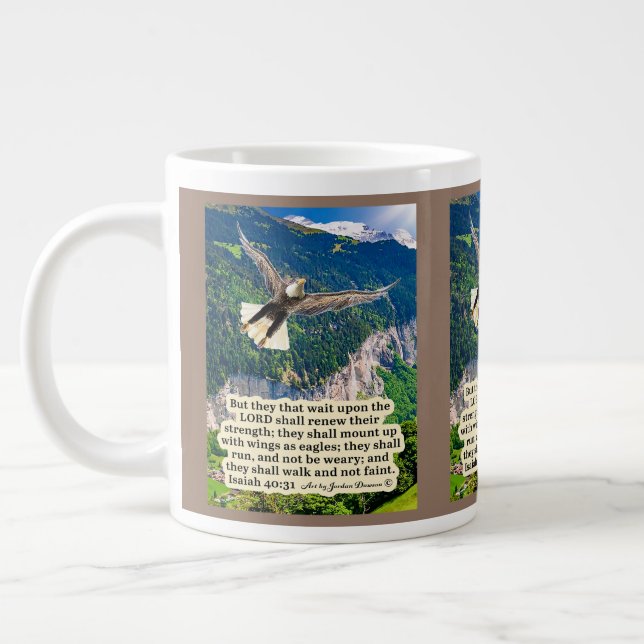 Caneca De Café Grande Linda Escritura de Águia Isaiah 40:31 (Esquerda)