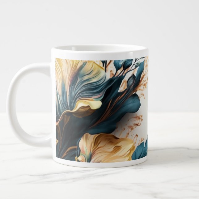 Caneca De Café Grande Linda floração de aquarela (Esquerda)