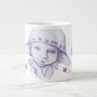 Caneca De Café Grande Linda menina admirando borboletas 