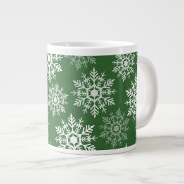 Caneca De Café Grande Lindas Estrelas de Neve Branca e Verde