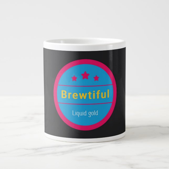 Caneca De Café Grande Lindo, Ouro Líquido, Jumbo Café Mug (Frente)