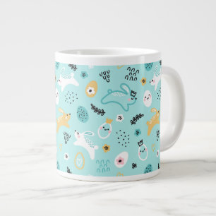 Caneca De Café Grande Lindo Padrão do Coelho da Páscoa Coelhinhos Kawaii