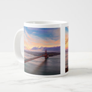 Caneca De Café Grande Lindo pôr do sol de inverno na ponte Ouro Gate