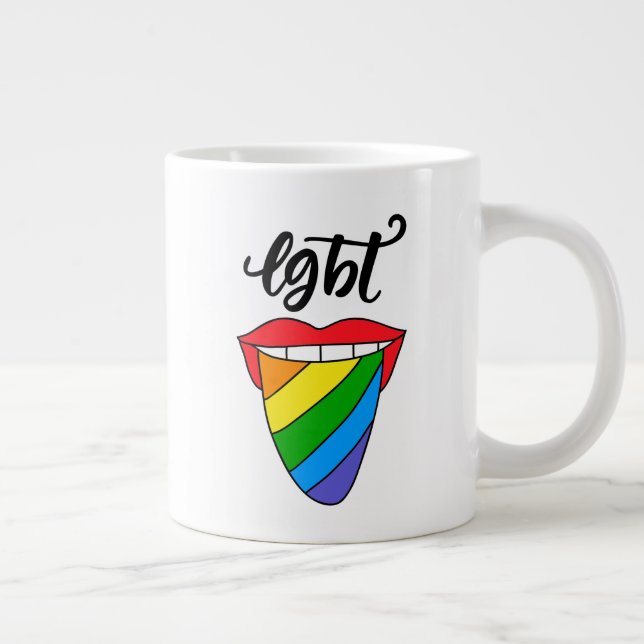 Caneca De Café Grande Língua arco-íris LGBT (Direita)