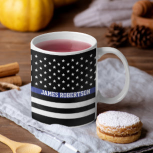 Caneca De Café Grande Linha Azul Fino - Personalizado com Sinalizador Am