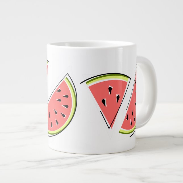 Caneca De Café Grande Linha de Melancia (Frente Esquerda)