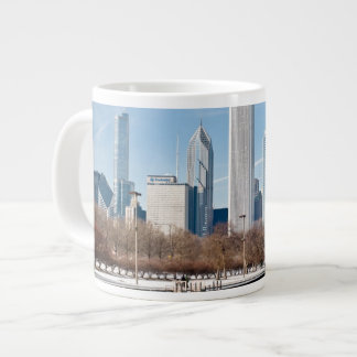 Caneca De Café Grande Linha do horizonte de Chicago no Lago congelado Mi