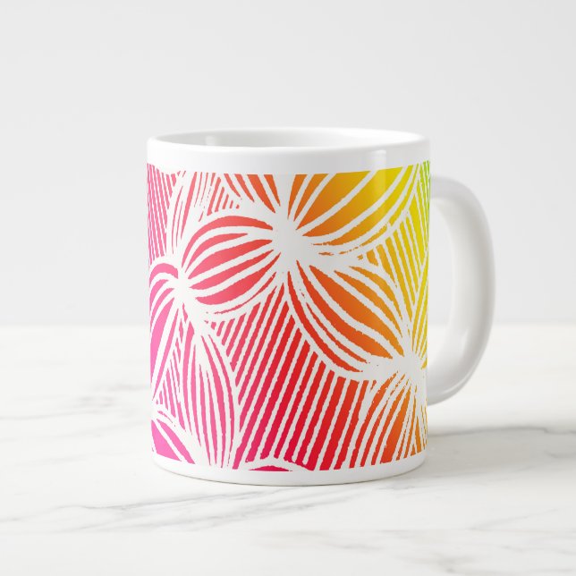 Caneca De Café Grande Linhas arco-íris curvas (Frente Esquerda)