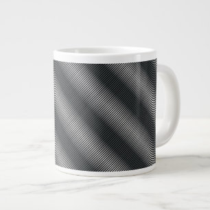 Caneca De Café Grande Linhas de graduação pretas e brancas ultrafinas