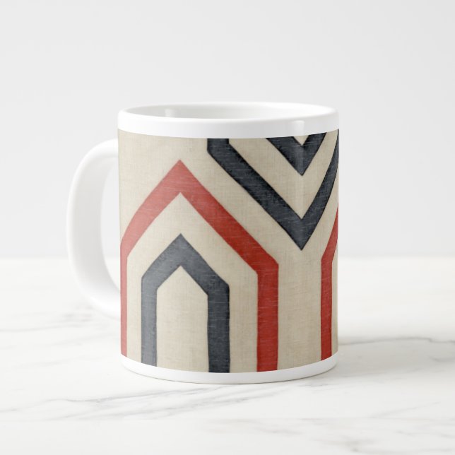 Caneca De Café Grande Linhas Gráficas Laranja e Azul (Frente Esquerda)