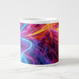 Caneca De Café Grande Linhas Neon