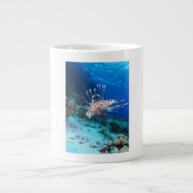 Caneca De Café Grande Lionfish ou Pterois Miles, Peixes de Recife do Oce (Frente)