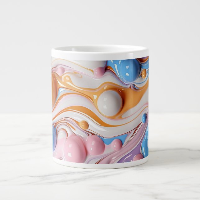 Caneca De Café Grande Líquido Colorido com Bolhas (Frente)
