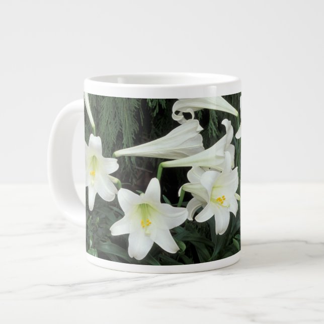 Caneca De Café Grande Lírio-de-páscoa (Lilium regale) (Frente Esquerda)