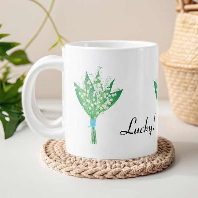 Caneca De Café Grande Lírio do Vale Sortudo  (Criador carregado)