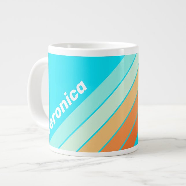 Caneca De Café Grande Listrado Tropic Splash com Nome (Frente Esquerda)
