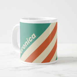 Caneca De Café Grande Listras Atemporais Retro com Nome
