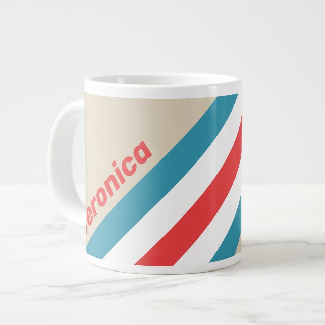 Caneca De Café Grande Listras Caçadoras de Nuvens com Nome (Frente Esquerda)