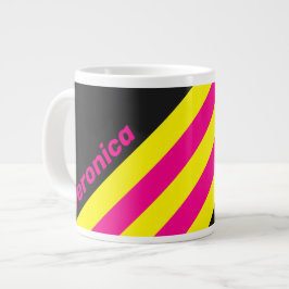Caneca De Café Grande Listras com Brilho Solar Retro com Nome