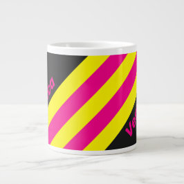 Caneca De Café Grande Listras com Brilho Solar Retro com Nome