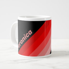 Caneca De Café Grande Listras com Degrade Carmesim com Nome