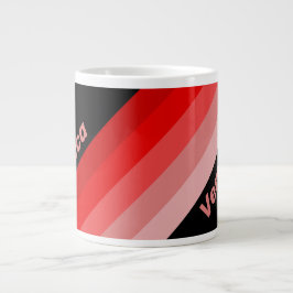 Caneca De Café Grande Listras com Degrade Carmesim com Nome